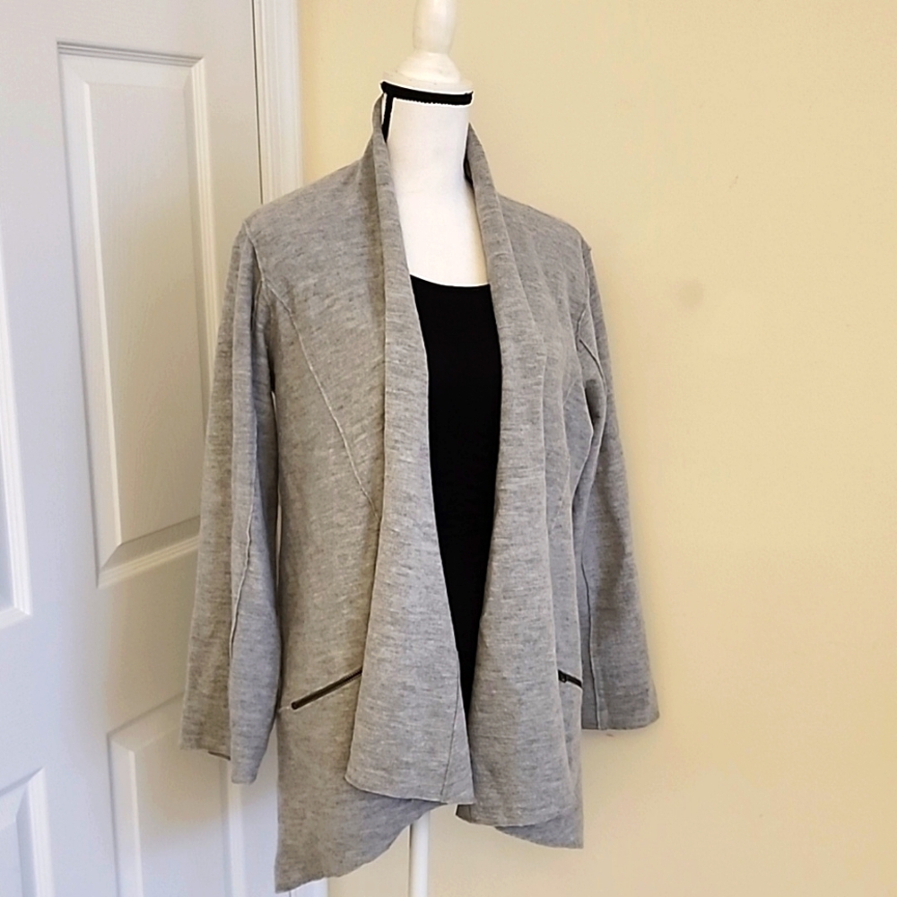 Eileen Fisher 100% Merino Wool Shawl Collar High Low Sweater Casual L